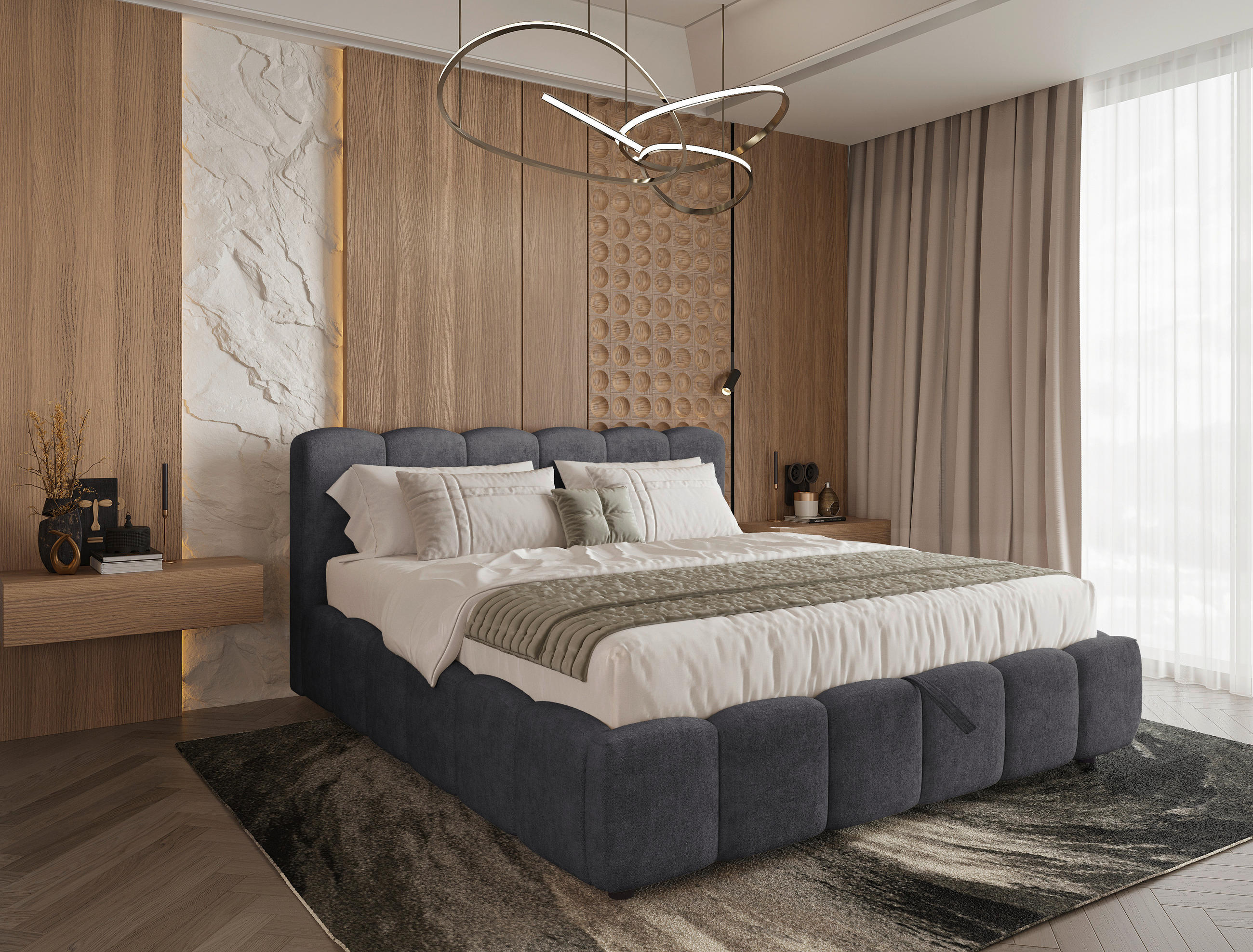 POLSTERBETT 180/200 cm,  in Schwarz, Lattenrost, Bettkasten,  - Schwarz, KONVENTIONELL, Holz/Kunststoff (180/200cm) - Boxxx