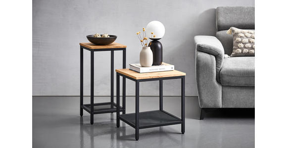 BEISTELLTISCH 30/30/61 cm Eiche furniert Schwarz, Eichefarben rechteckig  - Eichefarben/Schwarz, LIFESTYLE, Holz/Holzwerkstoff (30/30/61cm) - Xora