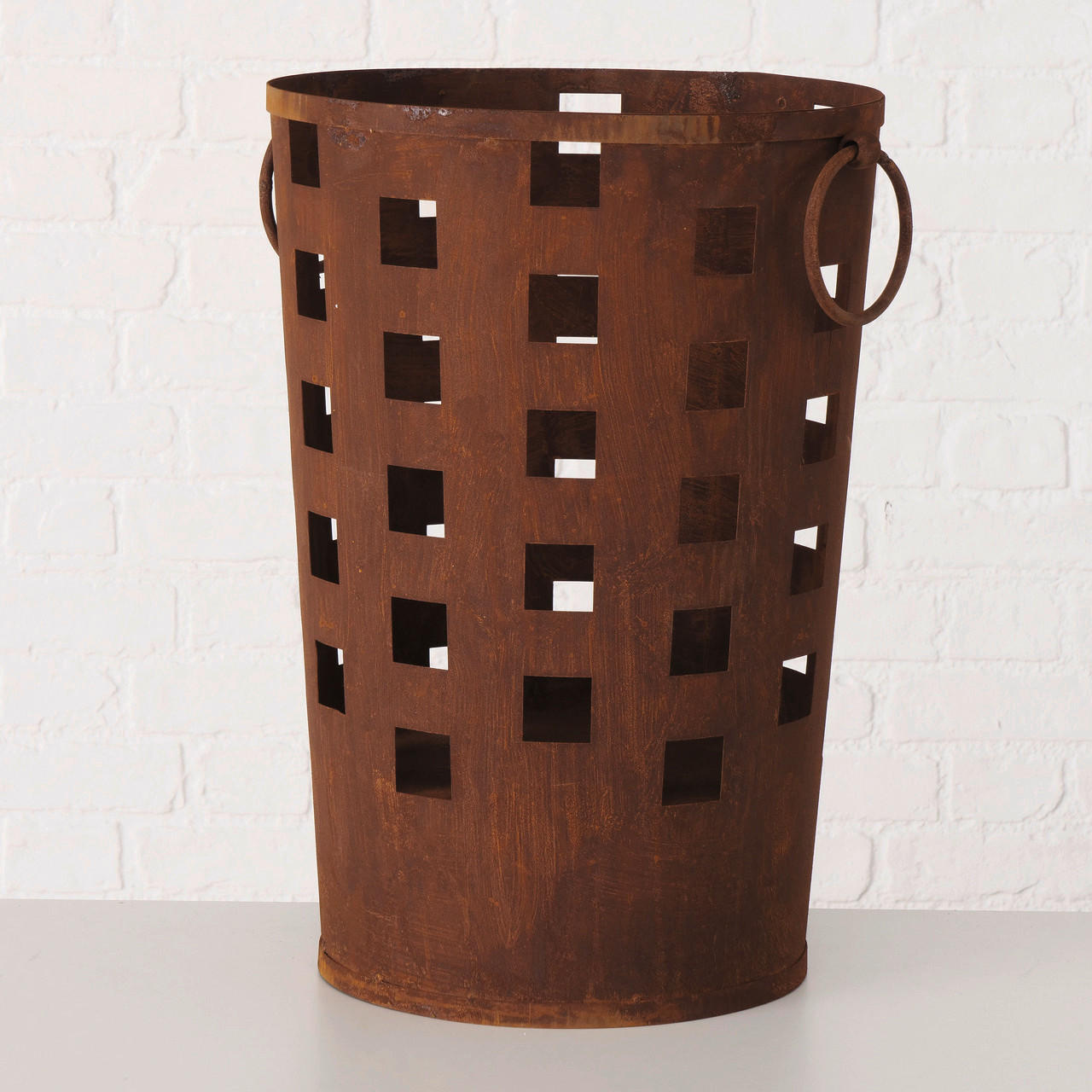 Thumbnail - Feuerkorb, Braun, Metall, rund, 55 cm, Tragegriffe, Dekoration, Weihnachtsdekoration