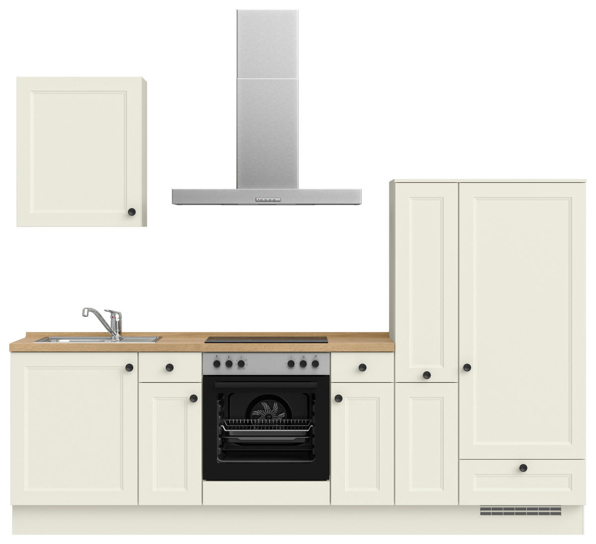 KÜCHENBLOCK Cascada 270 cm  in Weiß, Eichefarben  - Eichefarben/Schwarz, MODERN, Holzwerkstoff/Metall (270cm) - Nobilia