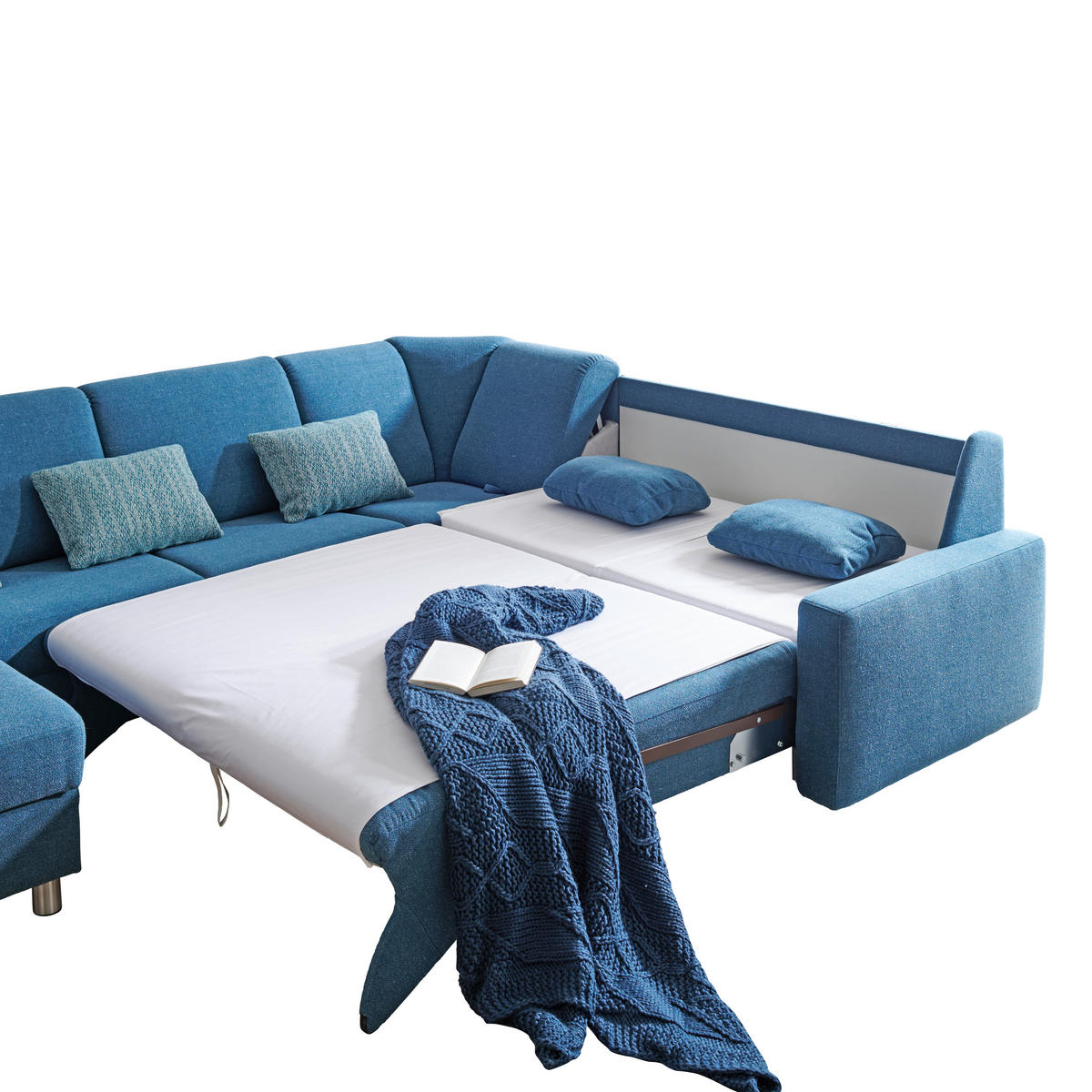 WOHNLANDSCHAFT in Jacquard Blau, Petrol  - Blau/Petrol, KONVENTIONELL, Kunststoff/Textil (236/322/158cm) - Sedda