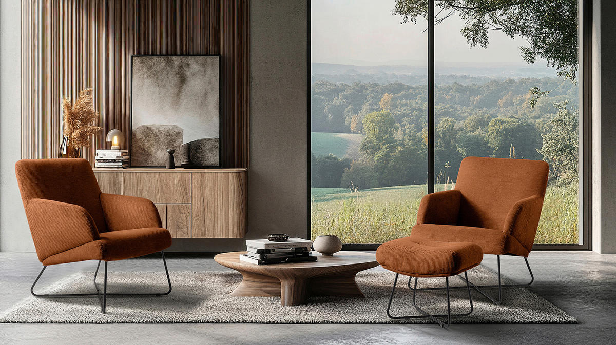 SESSELSET Chenille Rot  - Weiss/Rot, Design, Textil/Metall (67/87/74cm) - Livetastic