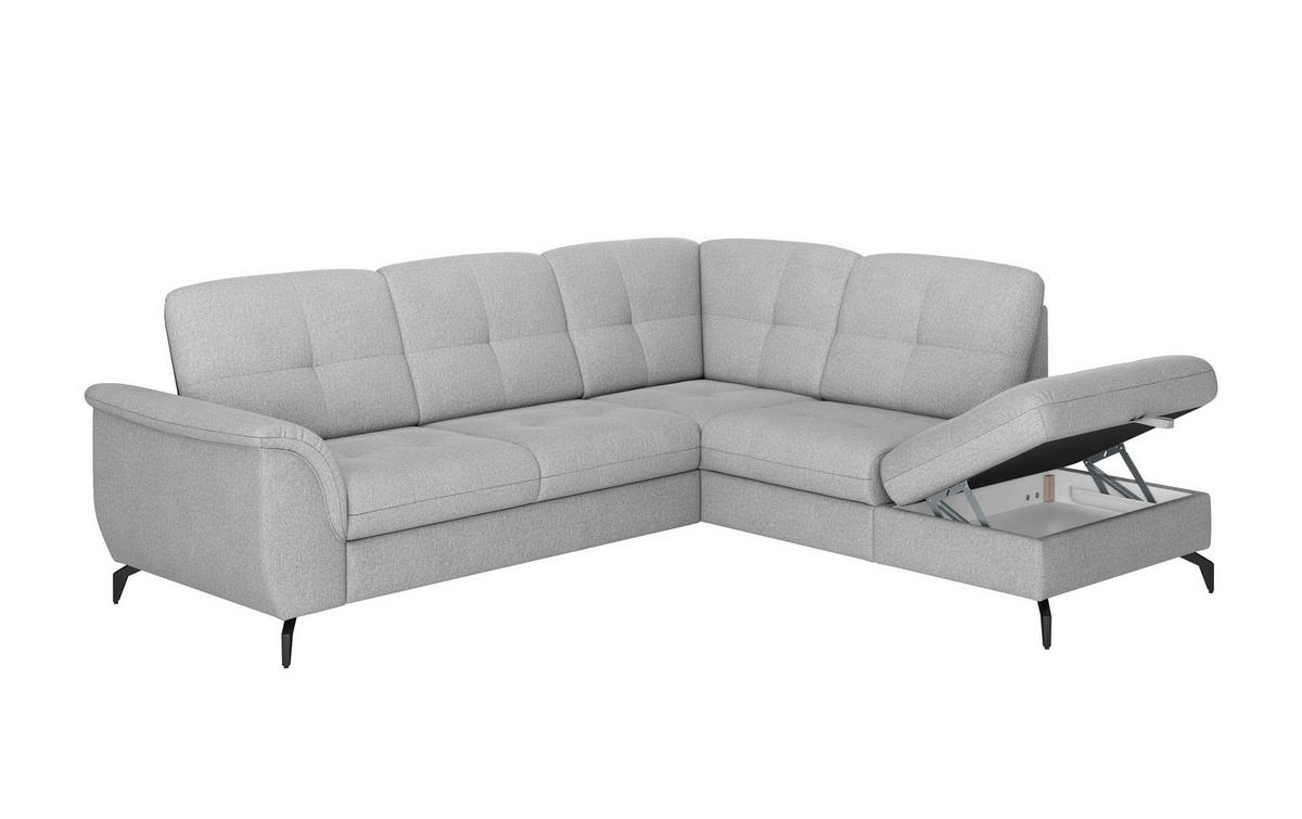 ECKSOFA ZORA E Grau Flachgewebe  - Schwarz/Grau, MODERN, Textil/Metall (244/212cm) - Sit & More