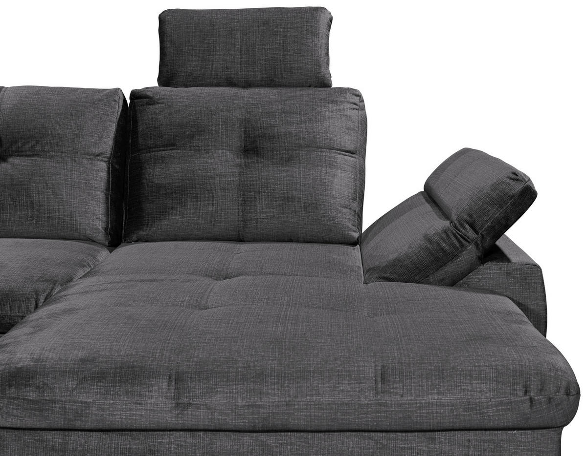WOHNLANDSCHAFT in Mikrovelours Grau  - Schwarz/Grau, KONVENTIONELL, Kunststoff/Textil (217/334/127cm) - Carryhome