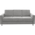 3-SITZER-SOFA in Flachgewebe Hellgrau  - Chromfarben/Hellgrau, Design, Textil/Metall (195/83/85cm) - Xora