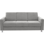 3-SITZER-SOFA in Flachgewebe Hellgrau  - Chromfarben/Hellgrau, Design, Textil/Metall (195/83/85cm) - Xora