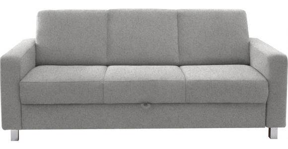 3-SITZER-SOFA in Flachgewebe Hellgrau  - Chromfarben/Hellgrau, Design, Textil/Metall (195/83/85cm) - Xora