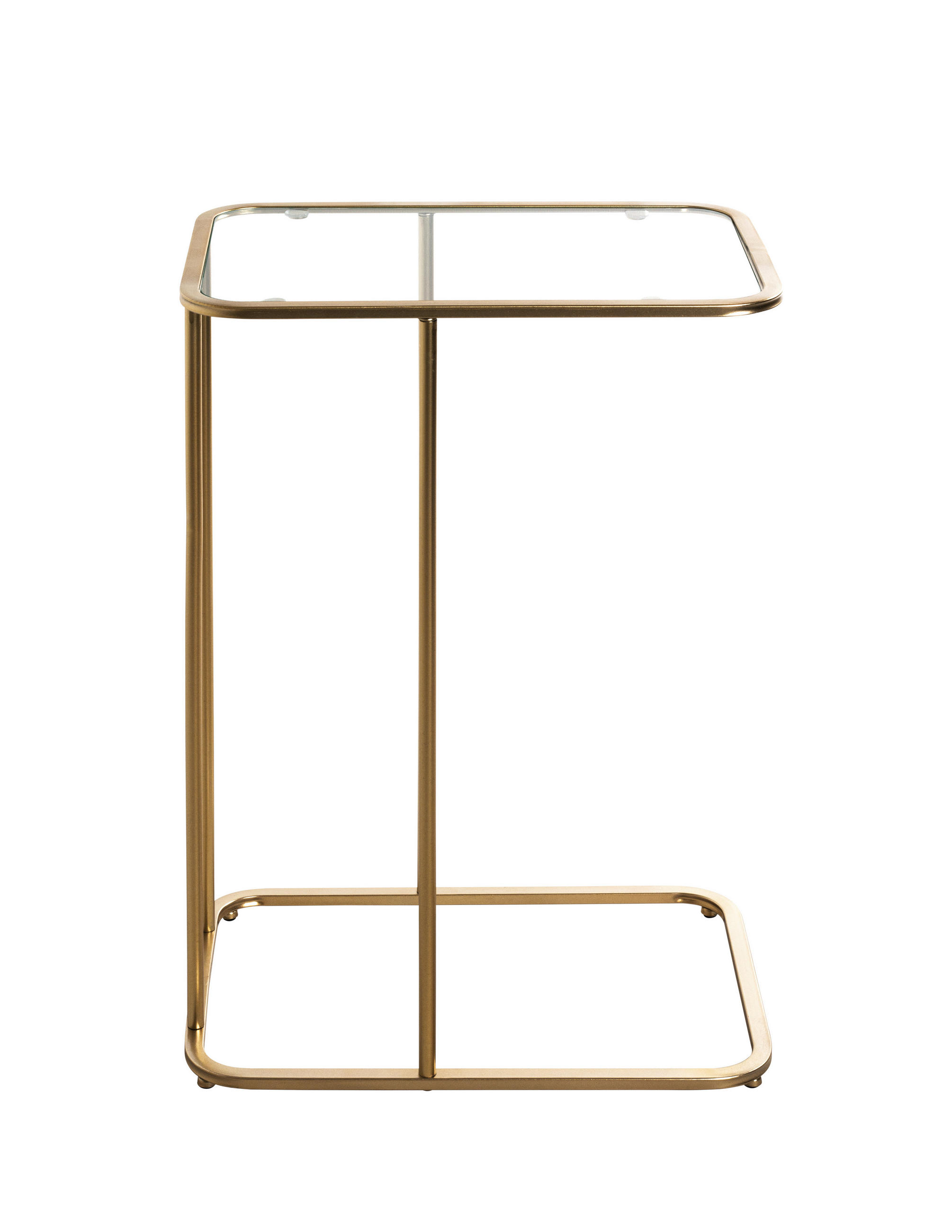 MASĂ AUXILIARĂ in metal, sticlă 45/30/65 cm  - auriu, Modern, sticlă/metal (45/30/65cm)