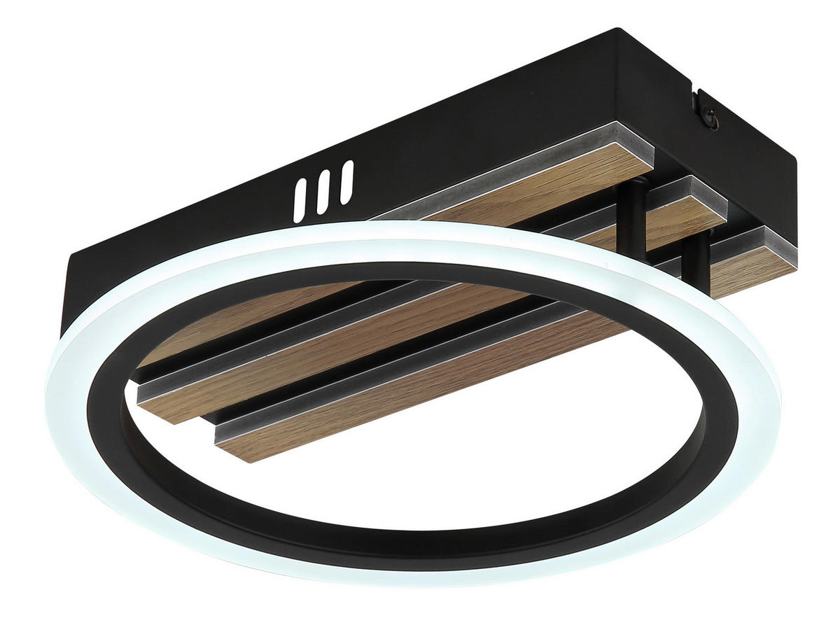 LED-DECKENLEUCHTE 25/25/8,5 cm   - Dunkelbraun/Schwarz, Natur, Holzwerkstoff/Kunststoff (25/25/8,5cm) - Globo