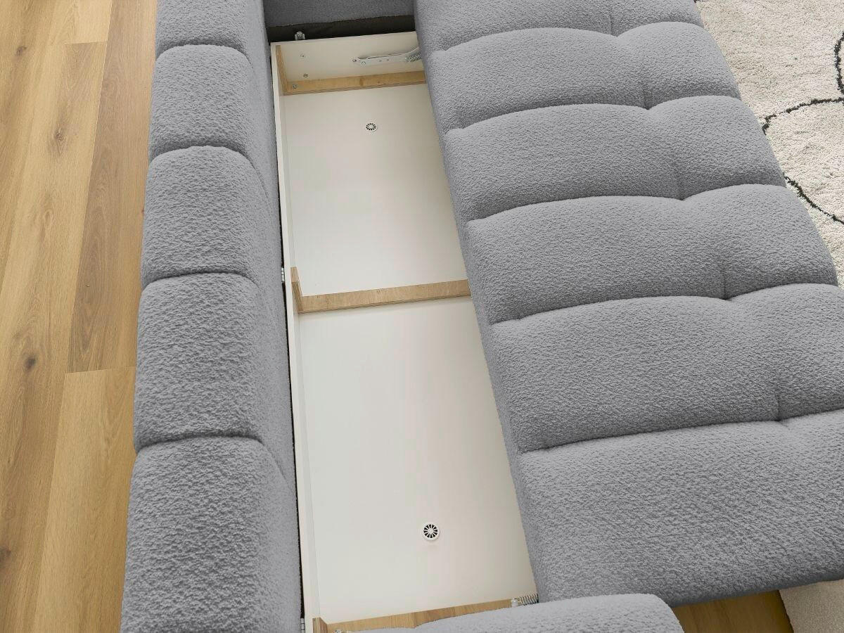 SCHLAFSOFA FUJI Bouclé Dunkelgrau  inkl.  - Dunkelgrau/Schwarz, MODERN, Kunststoff/Textil (251/113/88cm)