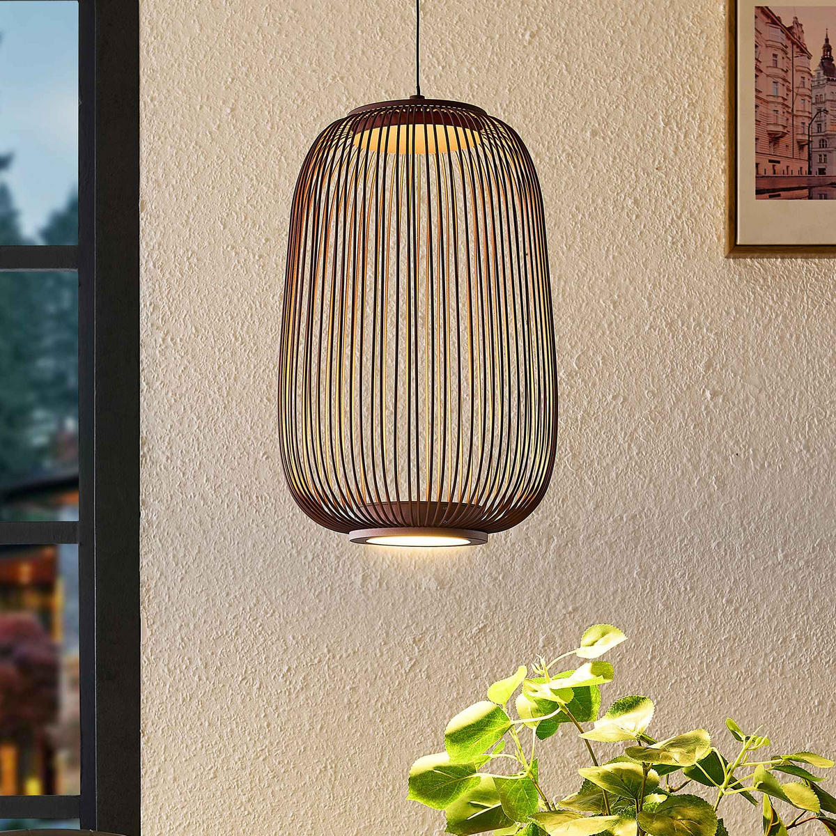 LED-HÄNGELEUCHTE Cage 22,5/50-150 cm  - Braun, Design, Kunststoff/Metall (22,5/50-150cm) - Dieter Knoll