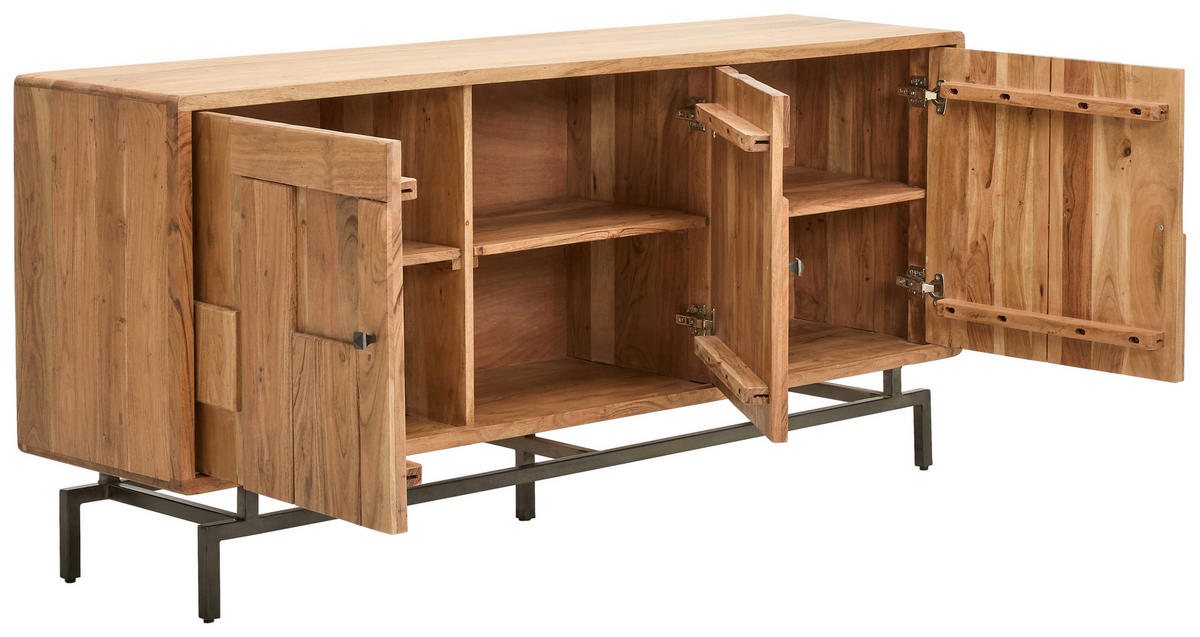 SIDEBOARD 175/80/45 cm  - mörkgrå/akaciefärgad, Natur, metall/trä (175/80/45cm) - MID.YOU