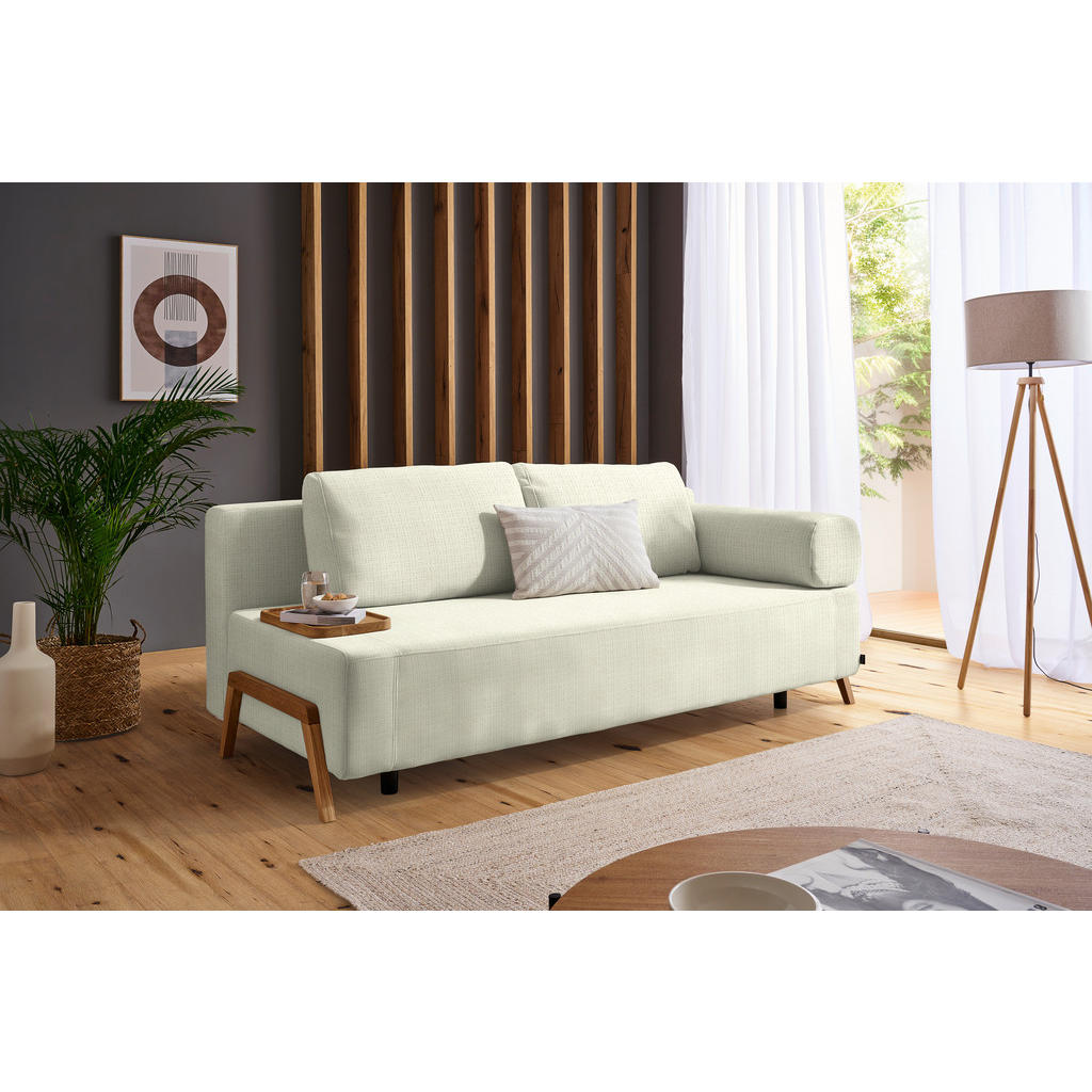 Thumbnail - Niels Andersson Schlafsofa, Weiß, Holz, Textil, Eiche, Hartholz, 2-3-Sitzer, Füllung: Komfortschaum, Silikon, 211x88x102...