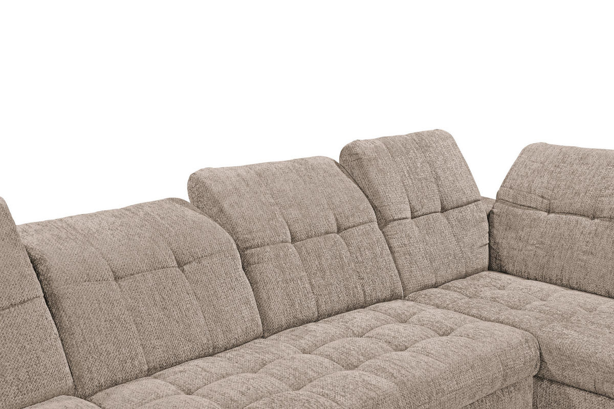 WOHNLANDSCHAFT Mikrovelours Beige  - Beige/Schwarz, Modern, Kunststoff/Textil (169/348/245cm) - MID.YOU