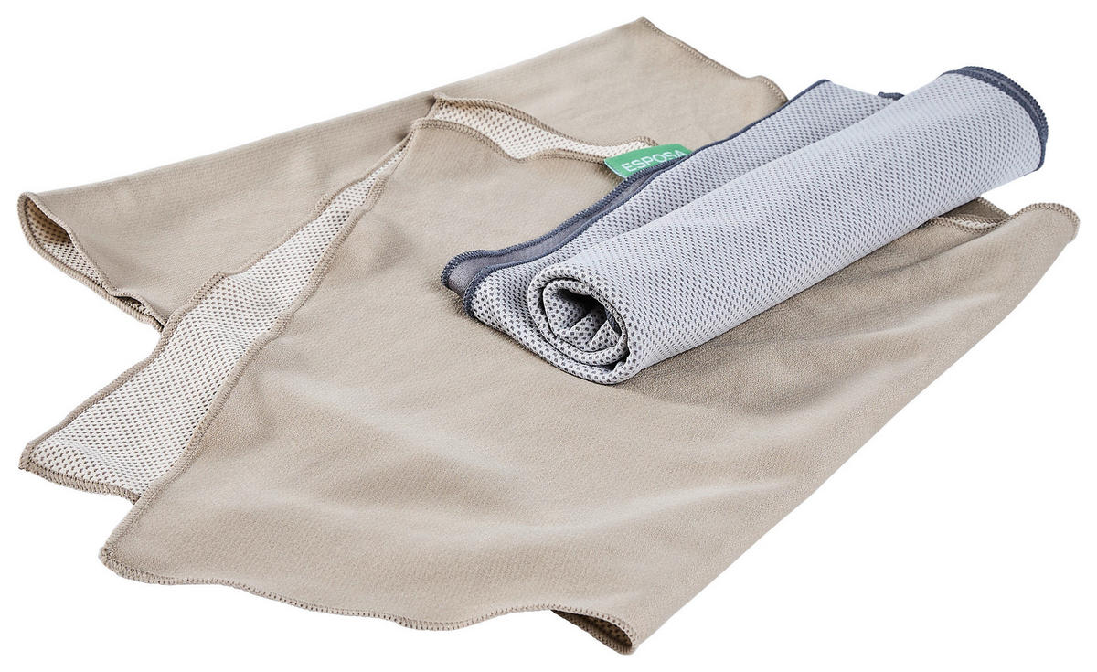 SPORTHANDTUCH Dunkelgrau, Beige 2-teilig  - Dunkelgrau/Beige, Textil (30/100cm) - Esposa