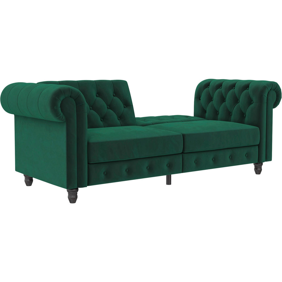 SCHLAFSOFA FIRENZE in Velours Dunkelgrün Vintage, Skandinavisch, Modern  - Dunkelgrün/Schwarz, Basics, Holz/Textil (236/83/87cm) - Livetastic