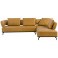 ECKSOFA  in Echtleder Dunkelgelb  302/237 cm  - Dunkelgelb/Schwarz, Design, Leder/Metall (302/237cm) - Dieter Knoll