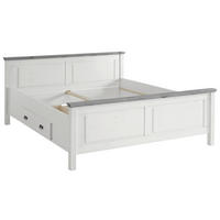 BETT 180/200 cm,  in Grau, Weiß, Bettschublade,  - Weiß/Grau, ROMANTIK / LANDHAUS, Holz (180/200cm) - Boxxx