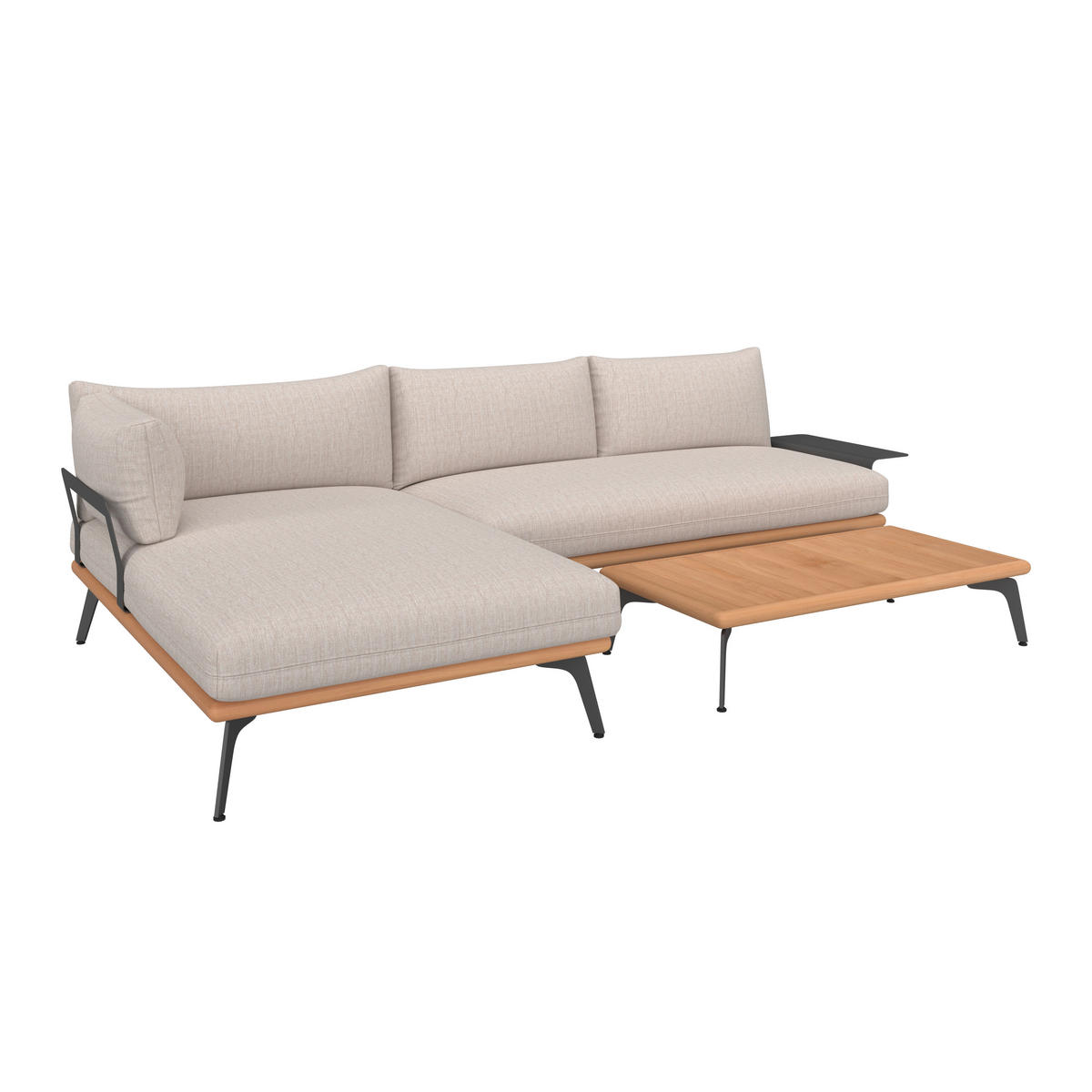 LOUNGEGARNITUR 150/280 cm Aluminium, Stahl  - Greige/Dunkelgrau, Design, Textil/Metall (150/280cm) - Amatio