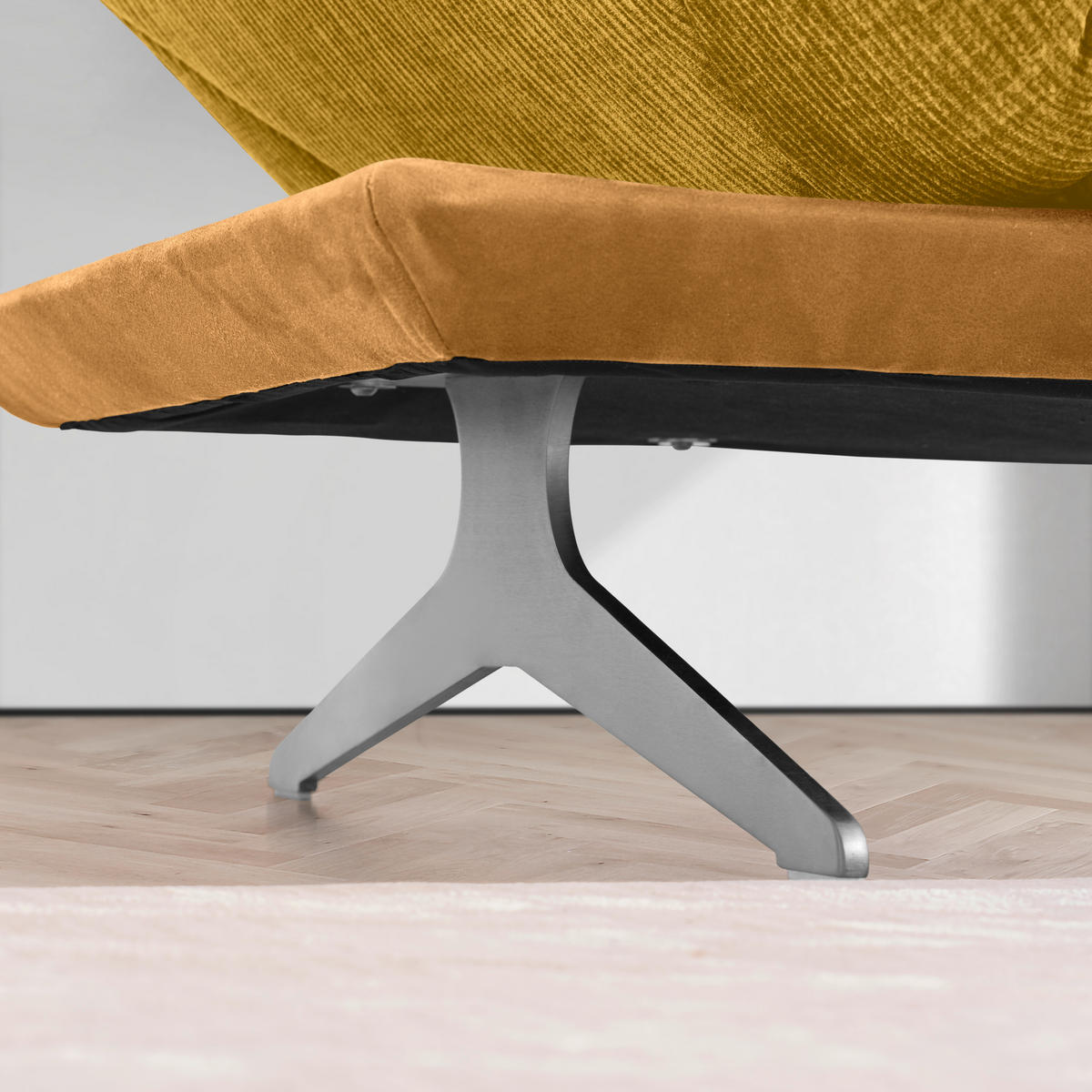 ECKSOFA Flachgewebe Currygelb  - Currygelb/Edelstahlfarben, Design, Textil/Metall (277/209cm) - Koinor