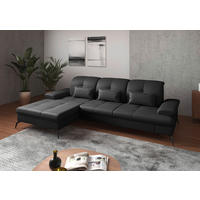 ECKSOFA 185/279 cm  in Echtleder Schwarz Bettkasten, Armteilverstellung, Kopfteilverstellung, Sitztiefenverstellung, Liegefläche im Originalstoff  185/279 cm  - Schwarz, KONVENTIONELL, Leder/Metall (185/279cm) - Sit & More