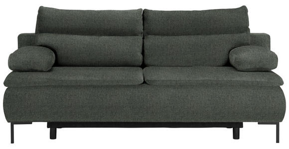 BOXSPRINGSOFA Webstoff Dunkelgrün - Dunkelgrün/Schwarz, Design, Textil/Metall (202/93/100cm) - Novel