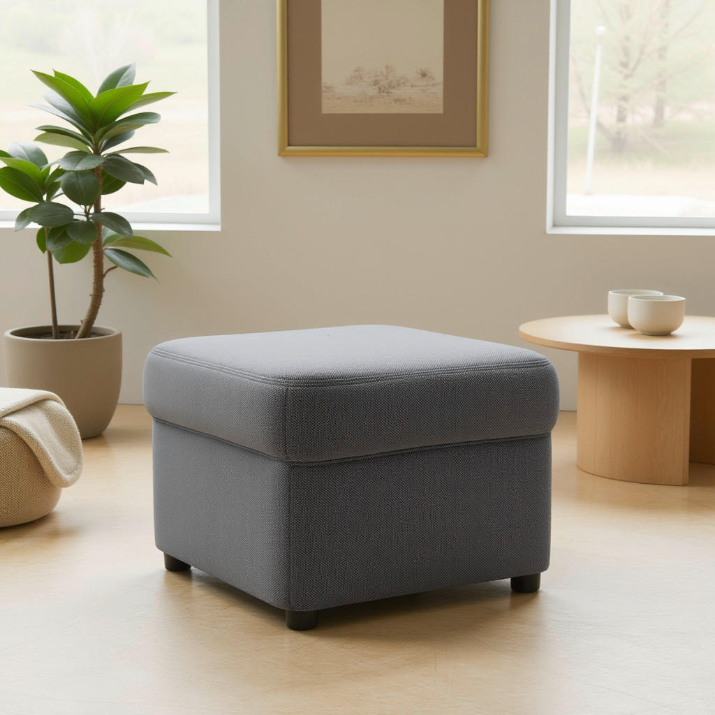HOCKER FLORES FK Mikrofaser Dunkelgrau  - Dunkelgrau/Schwarz, KONVENTIONELL, Kunststoff/Textil (60/42/60cm) - MID.YOU