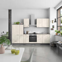 KÜCHENBLOCK Riva 300 cm  in Weiß, Schieferfarben  - Schieferfarben/Edelstahlfarben, MODERN, Holzwerkstoff/Metall (300cm) - Nobilia