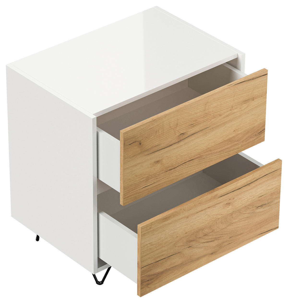 NACHTTISCH 61,2/65/42 cm  - Eichefarben/Schwarz, Basics, Holzwerkstoff/Metall (61,2/65/42cm) - MID.YOU