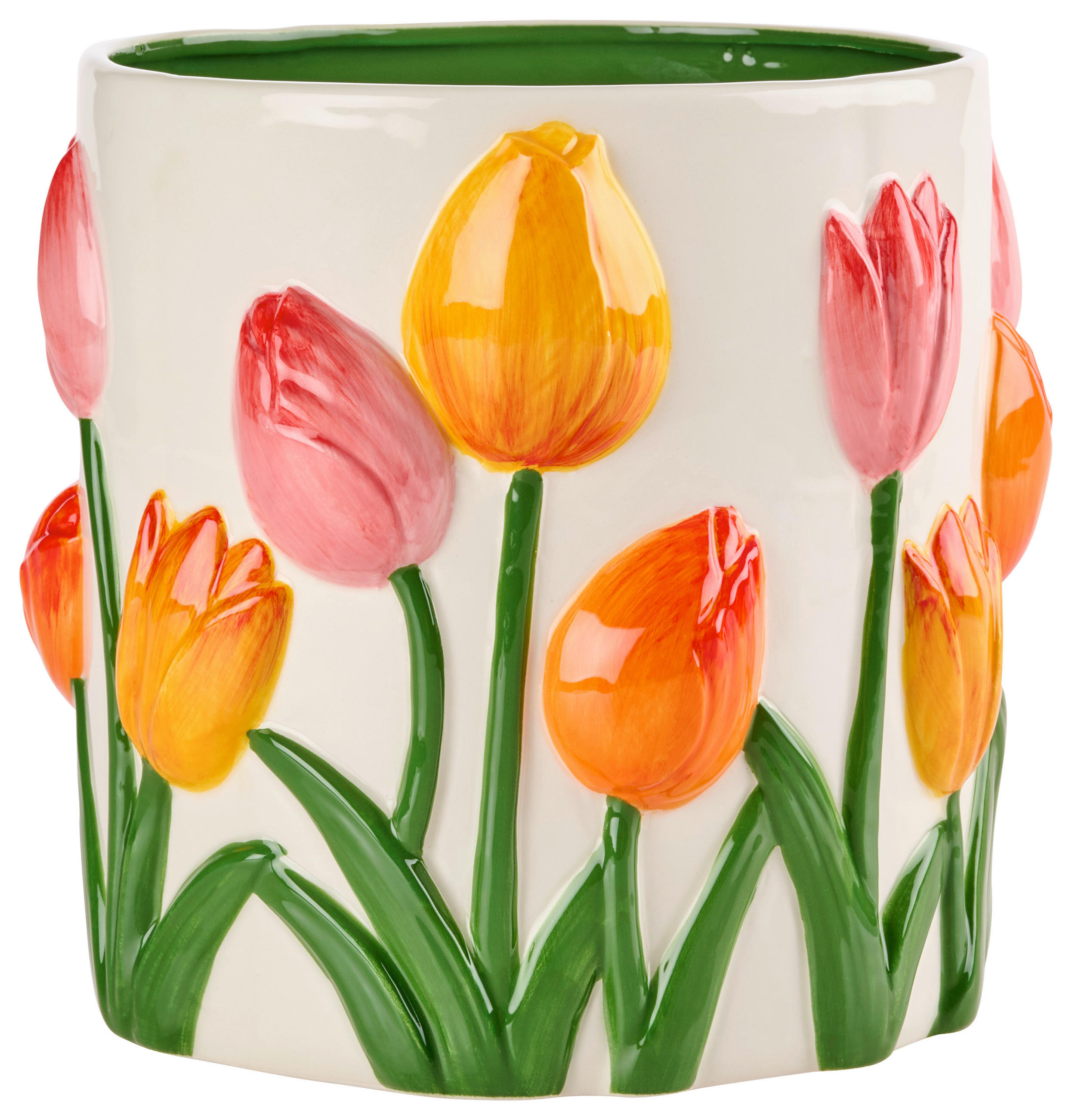 ÜBERTOPF - Weiss/Orange, Lifestyle, Keramik (19,2/18cm)