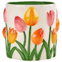 ÜBERTOPF - Weiss/Orange, Lifestyle, Keramik (19,2/18cm)