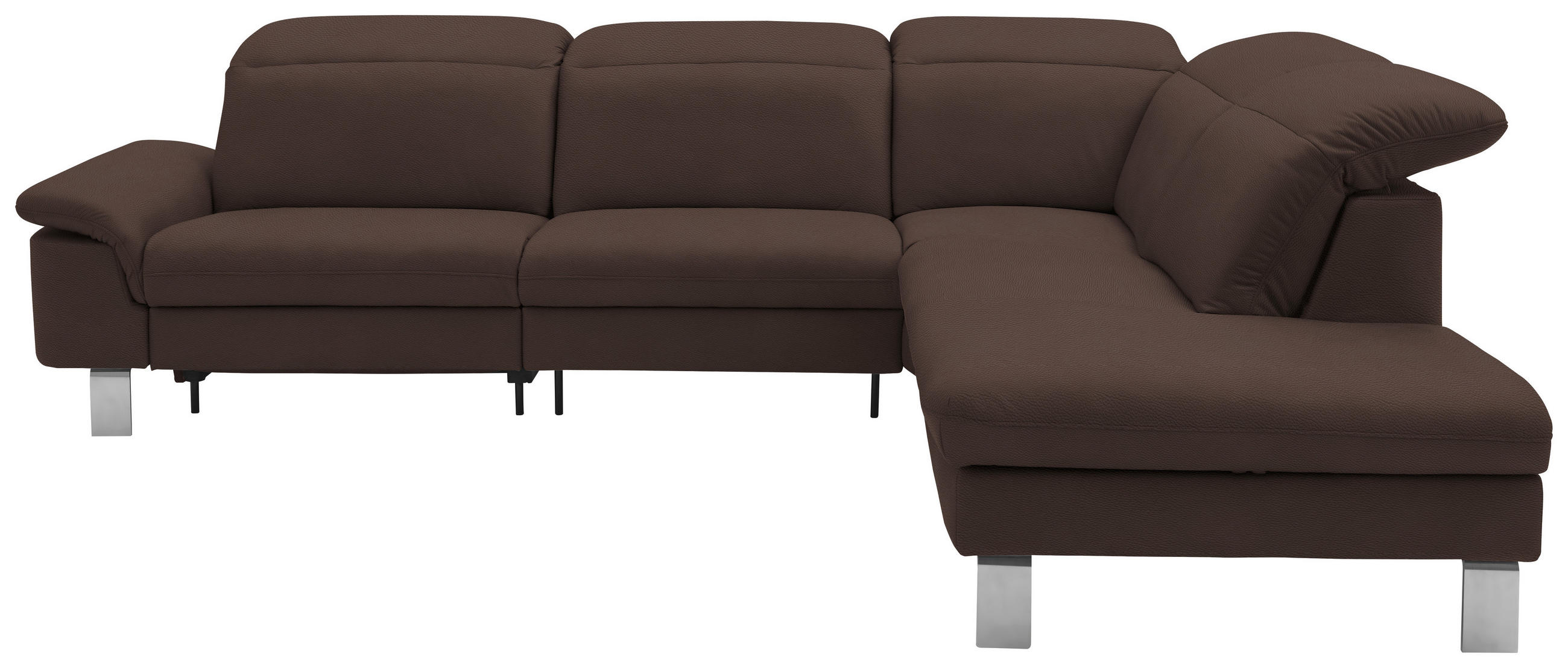 ECKSOFA in Echtleder Dunkelbraun  309/233 cm  - Edelstahlfarben/Dunkelbraun, Design, Leder/Metall (309/233cm) - Dieter Knoll