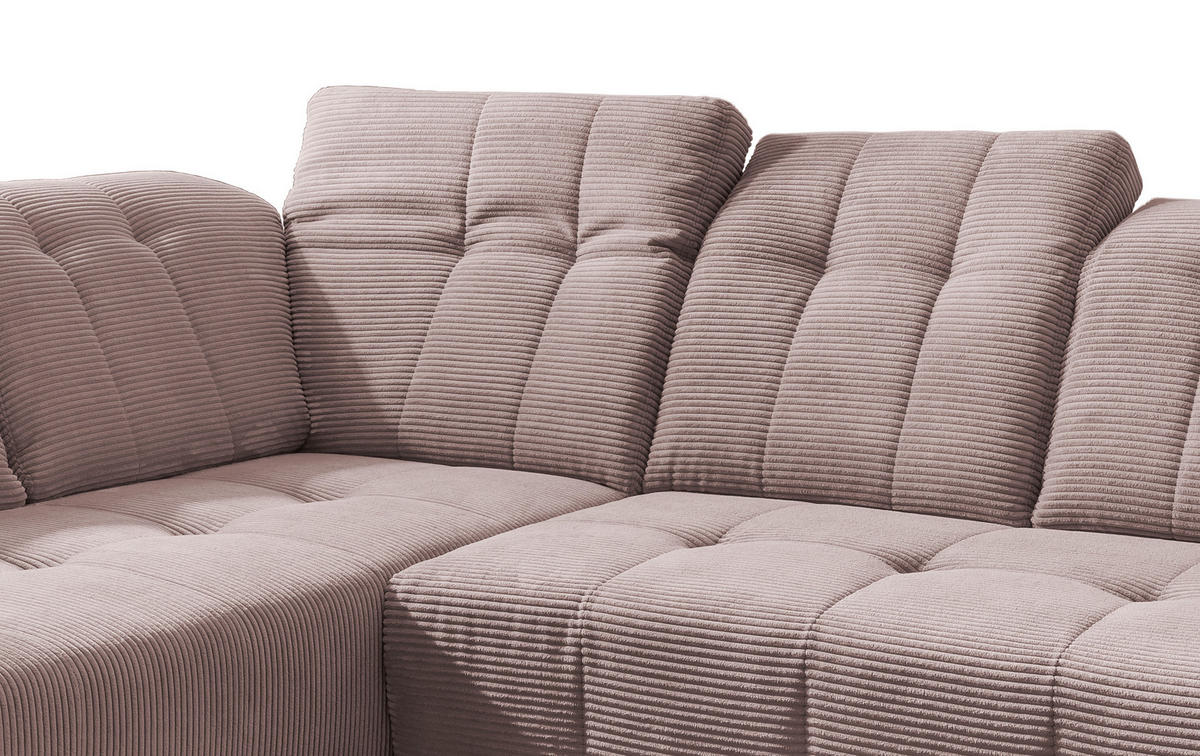 ECKSOFA in Cord Rosa  - Schwarz/Rosa, Modern, Textil/Metall (200/261cm) - Livetastic