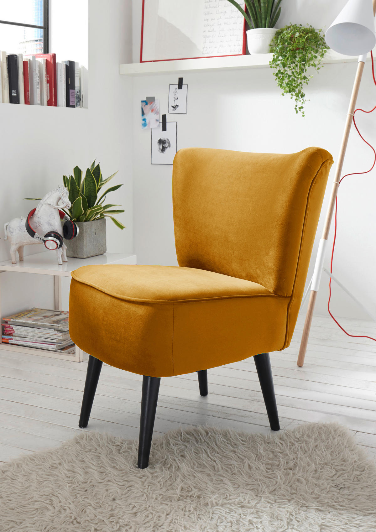SESSEL Mikrovelours Goldfarben    - Goldfarben/Schwarz, Trend, Holz/Textil (65/89/70cm) - MID.YOU