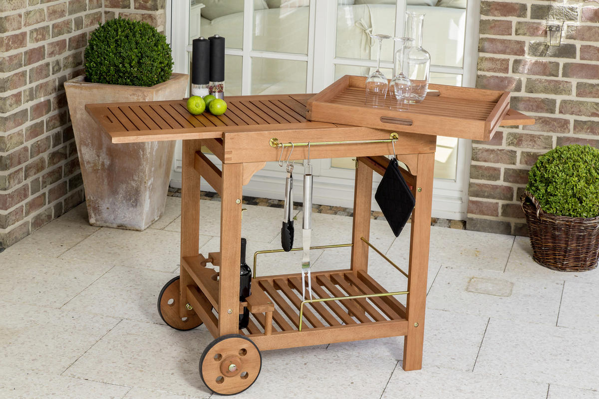 GARTEN-SERVIERWAGEN Holz  - Naturfarben, KONVENTIONELL, Holz/Metall (75/75/84cm) - Gardenson