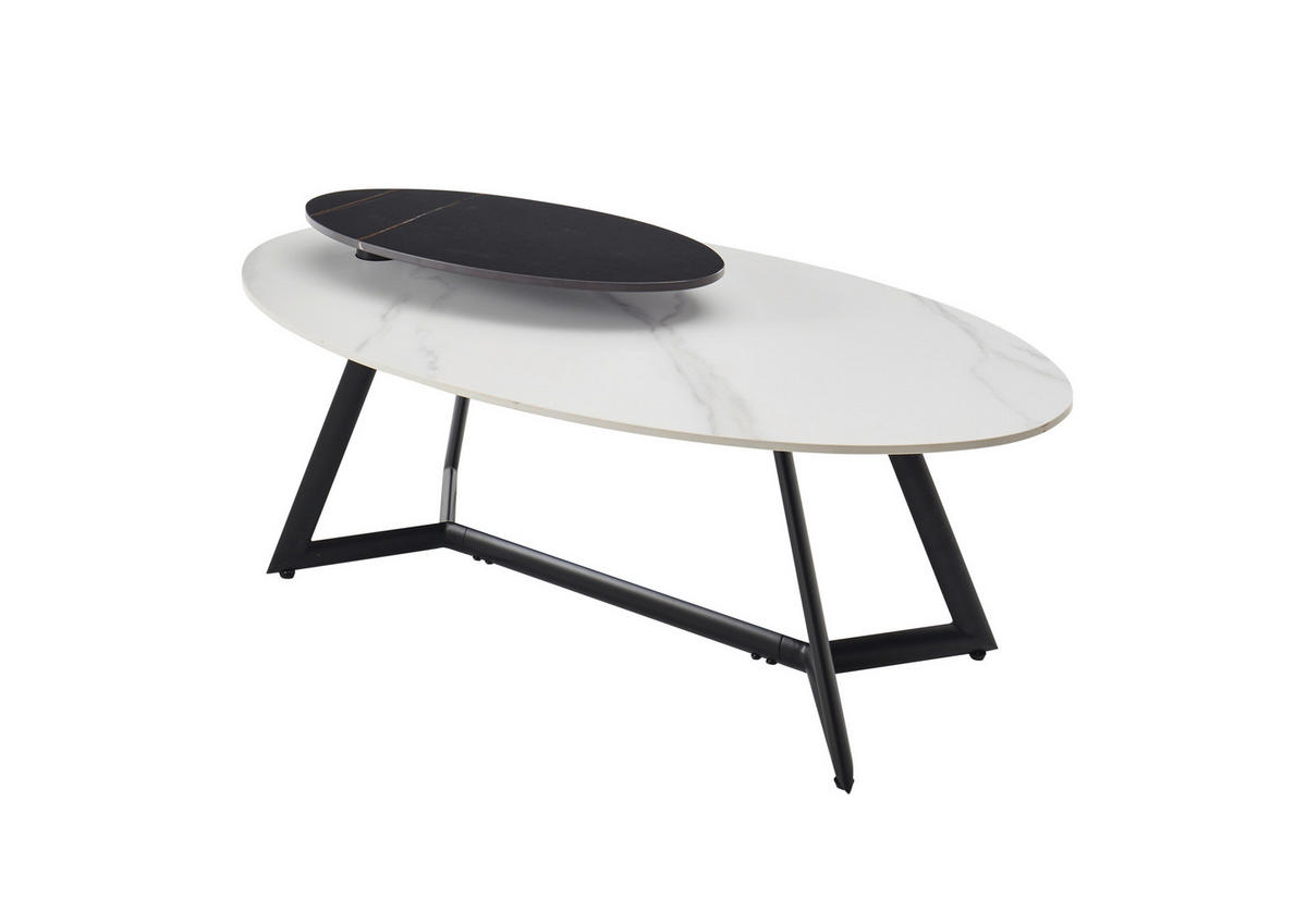 KONFERENČNÍ STOLEK, černá, bílá, kov, keramika, 110/60/48 cm - bílá/černá, Konvenční, kov/keramika (110/60/48cm) - Modante