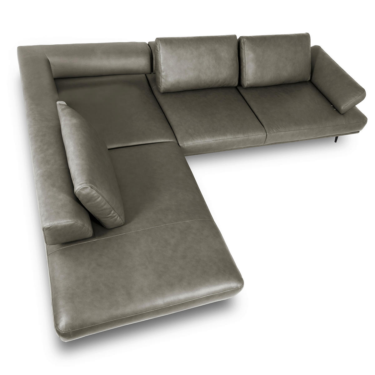 ECKSOFA Grau Echtleder  - Schwarz/Grau, Design, Leder/Metall (237/306cm) - Livetastic