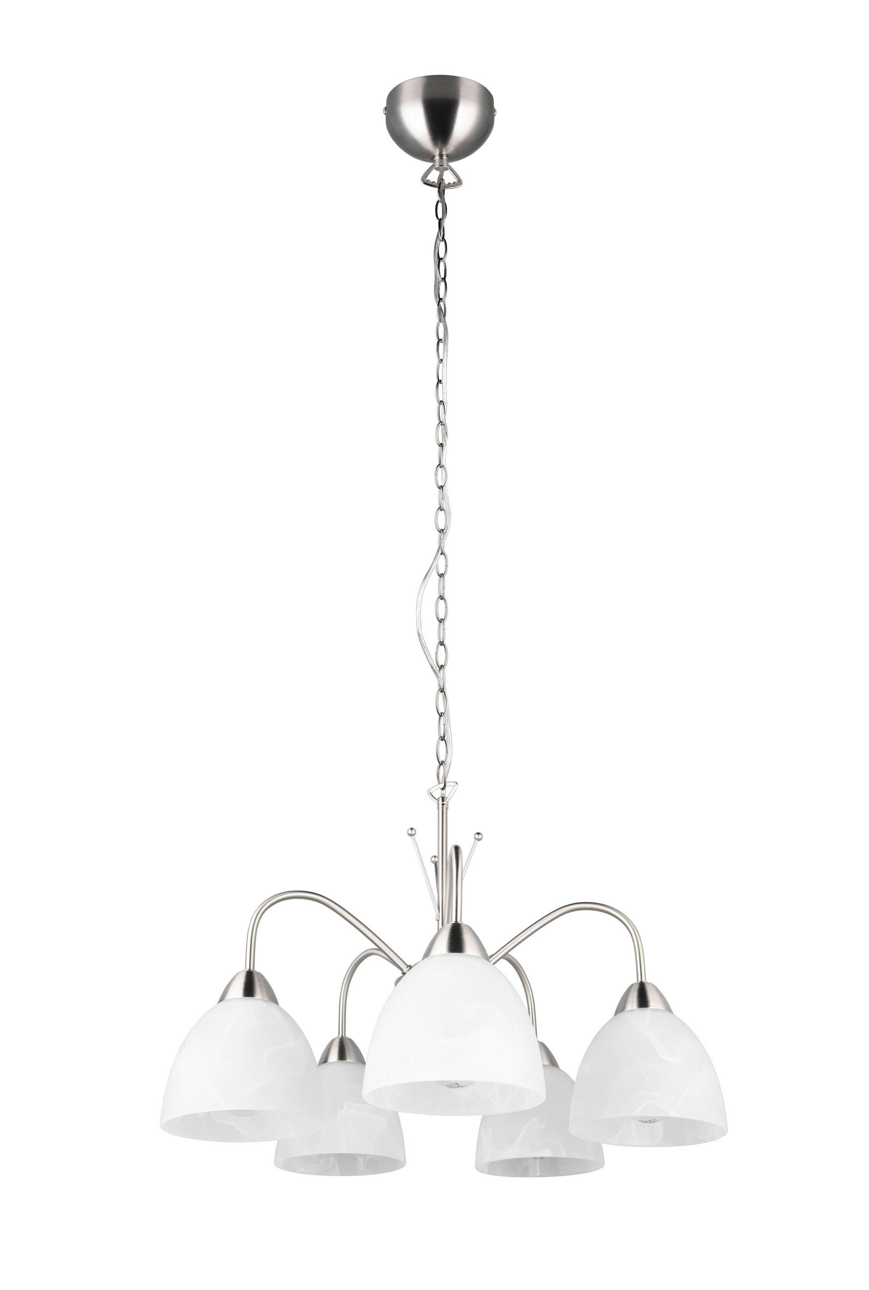 HÄNGELEUCHTE 55/150 cm  - Weiß/Nickelfarben, KONVENTIONELL, Glas/Metall (55/150cm)