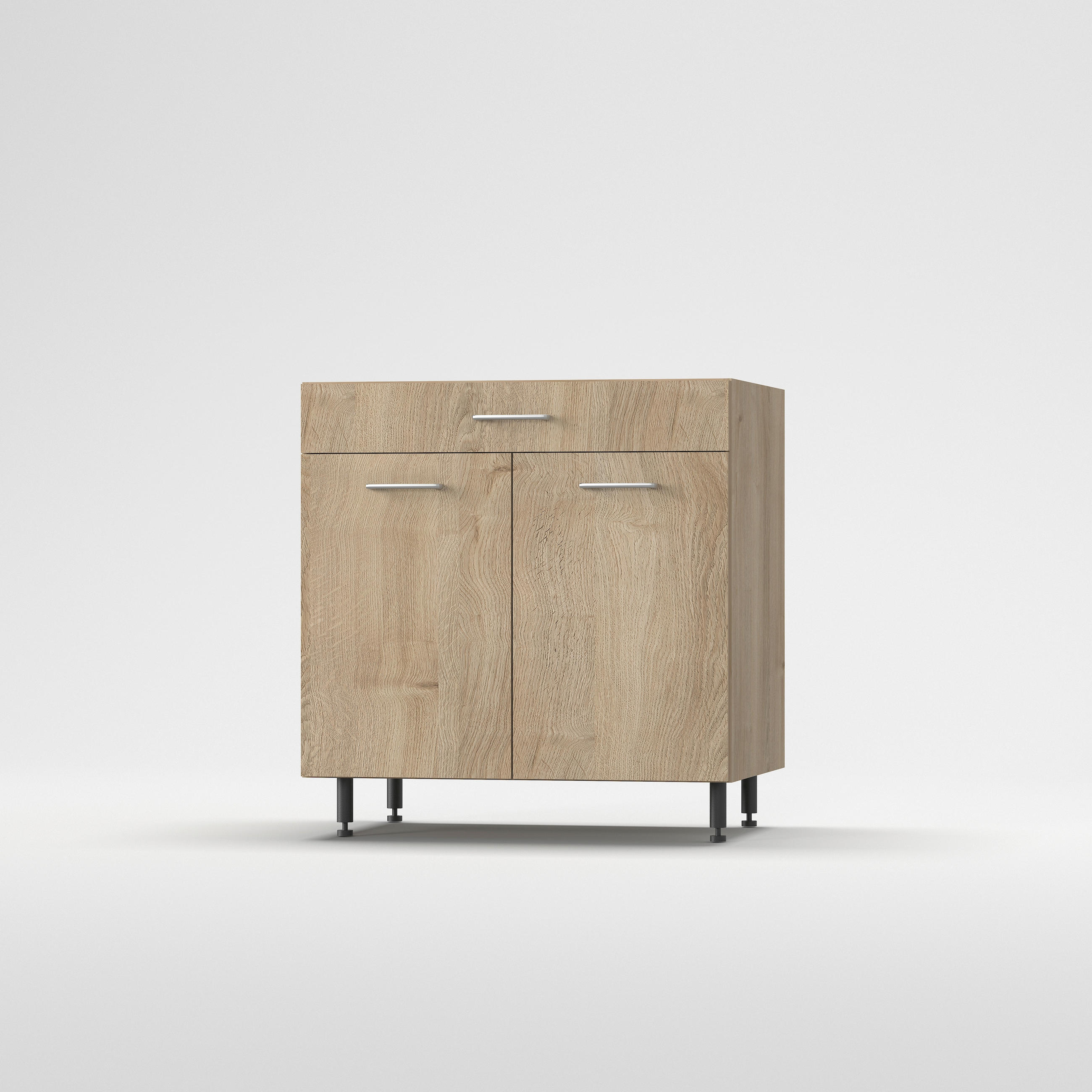 KONYHAI ALSÓSZEKRÉNY - tölgyfa színű, Basics, fa/fém (80/87/56cm) - Carryhome
