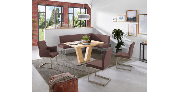 ECKBANK 208/137 cm  in Edelstahlfarben, Dunkelbraun  - Edelstahlfarben/Dunkelbraun, Design, Textil/Metall (208/137cm) - Dieter Knoll