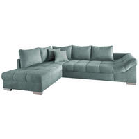 ECKSCHLAFSOFA  in Mikrofaser Mintgrün  - Silberfarben/Mintgrün, Design, Holz/Textil (202/298cm) - P & B