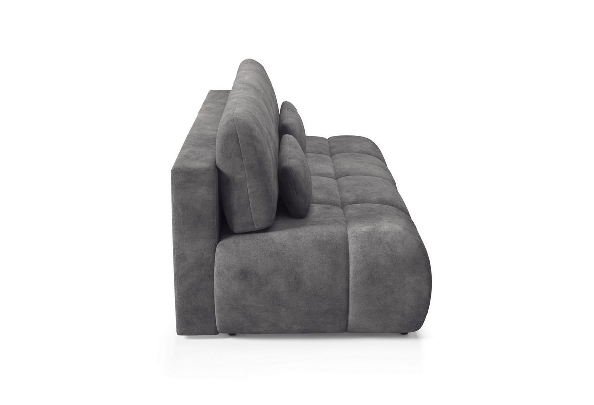 SCHLAFSOFA MARON in Samt Grau  - Schwarz/Grau, Design, Kunststoff/Textil (219/94/110cm) - Livetastic