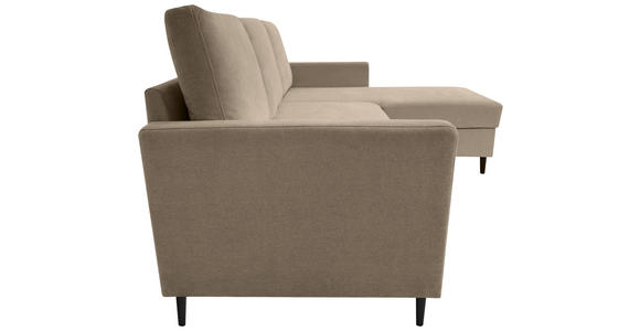 ECKSOFA in Chenille Graubraun  - Graubraun/Schwarz, KONVENTIONELL, Holz/Textil (159/221cm) - Carryhome