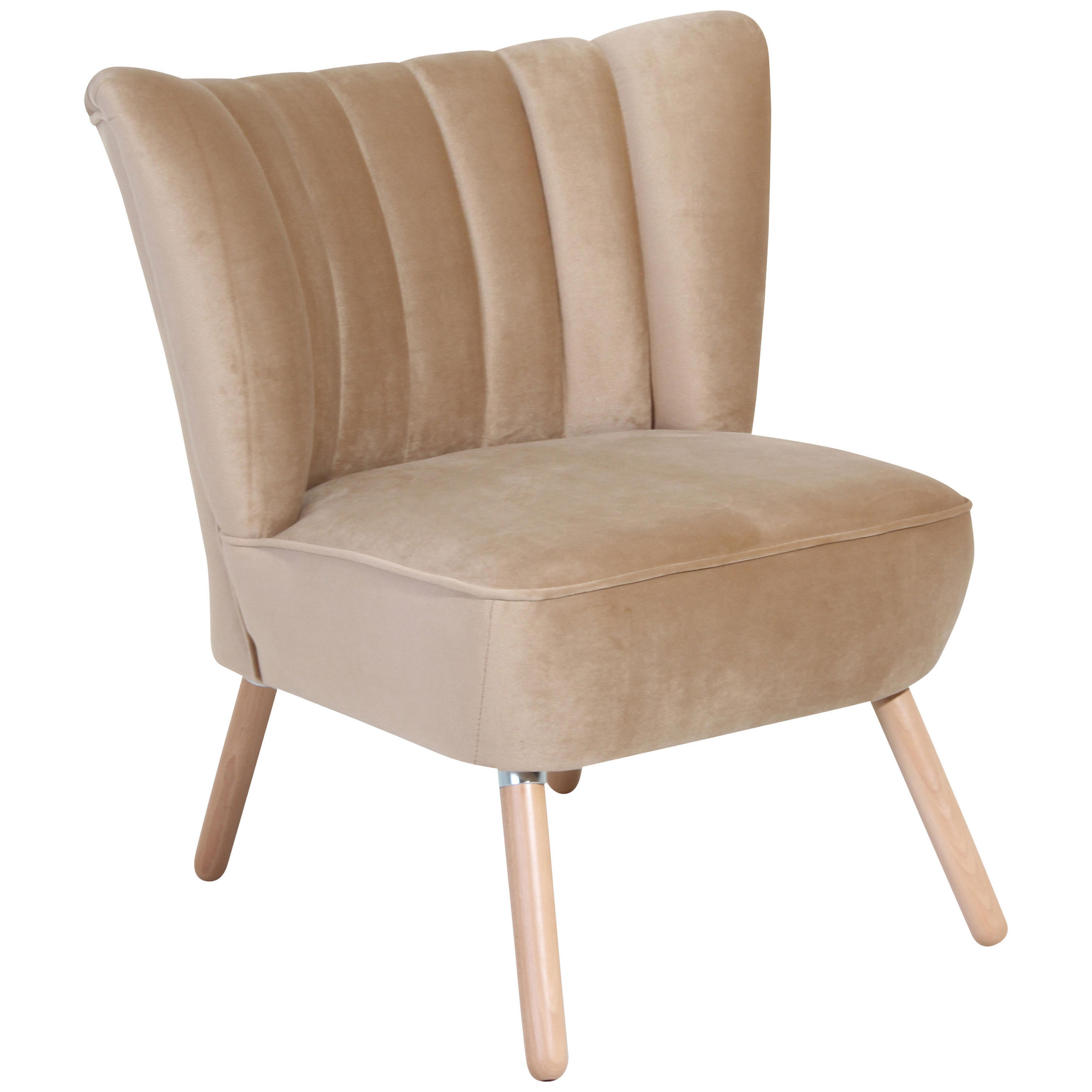 SESSEL in Samt, Velours Sandfarben  - Sandfarben/Buchefarben, Design, Holz/Textil (70/80/66cm) - Max Winzer