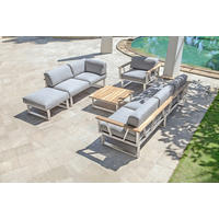 GARTENBANK 239/59/82,5 cm Teakholz  Edelstahl  - Edelstahlfarben/Grau, Design, Holz/Textil (239/59/82,5cm) - Zebra 