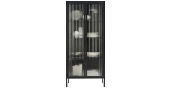 VITRINE in Schwarz  - Schwarz, Trend, Glas/Metall (80/180/35cm) - Xora