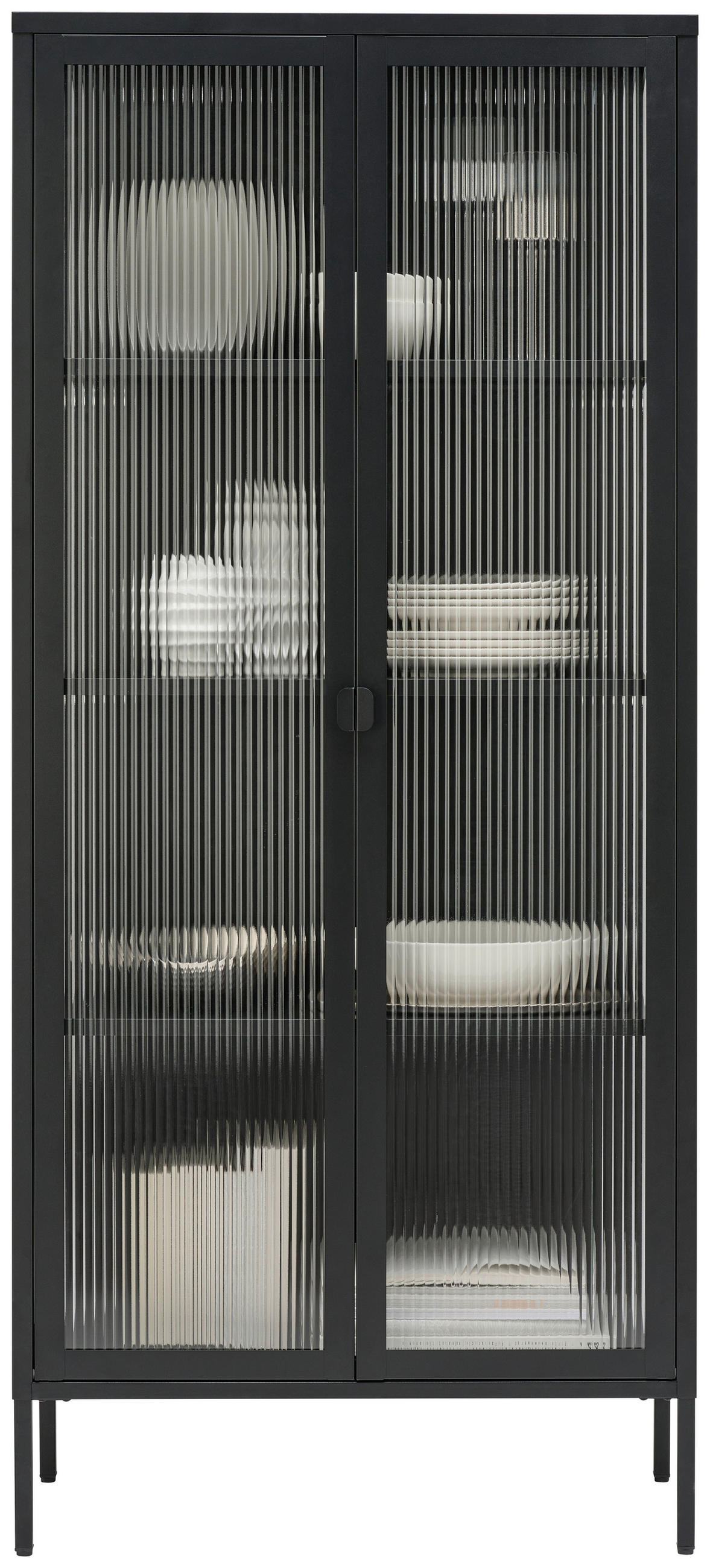 VITRINE in Schwarz  - Schwarz, Trend, Glas/Metall (80/180/35cm) - Xora
