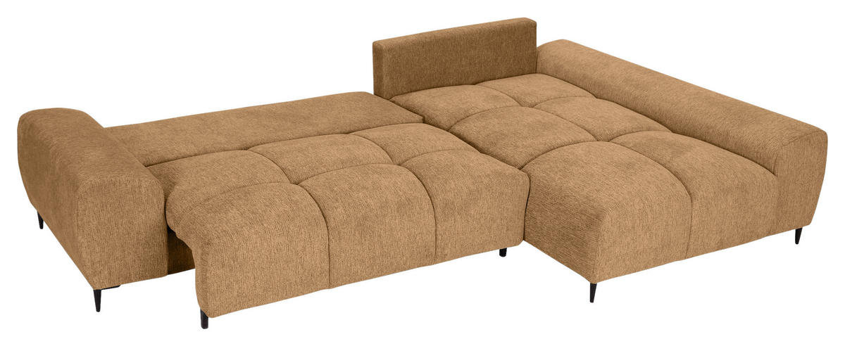 ECKSOFA  in Flachgewebe Cognac  - Cognac/Schwarz, KONVENTIONELL, Textil/Metall (295/180cm) - Carryhome