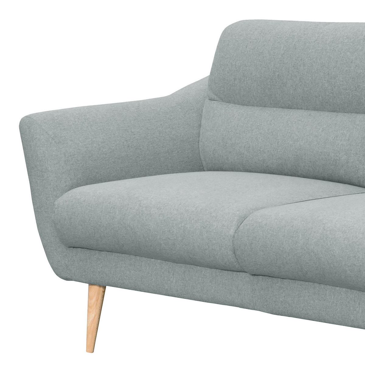 3-SITZER-SOFA Webstoff Hellblau  - Buchefarben/Hellblau, Design, Holz/Textil (209/87/88cm) - Livetastic