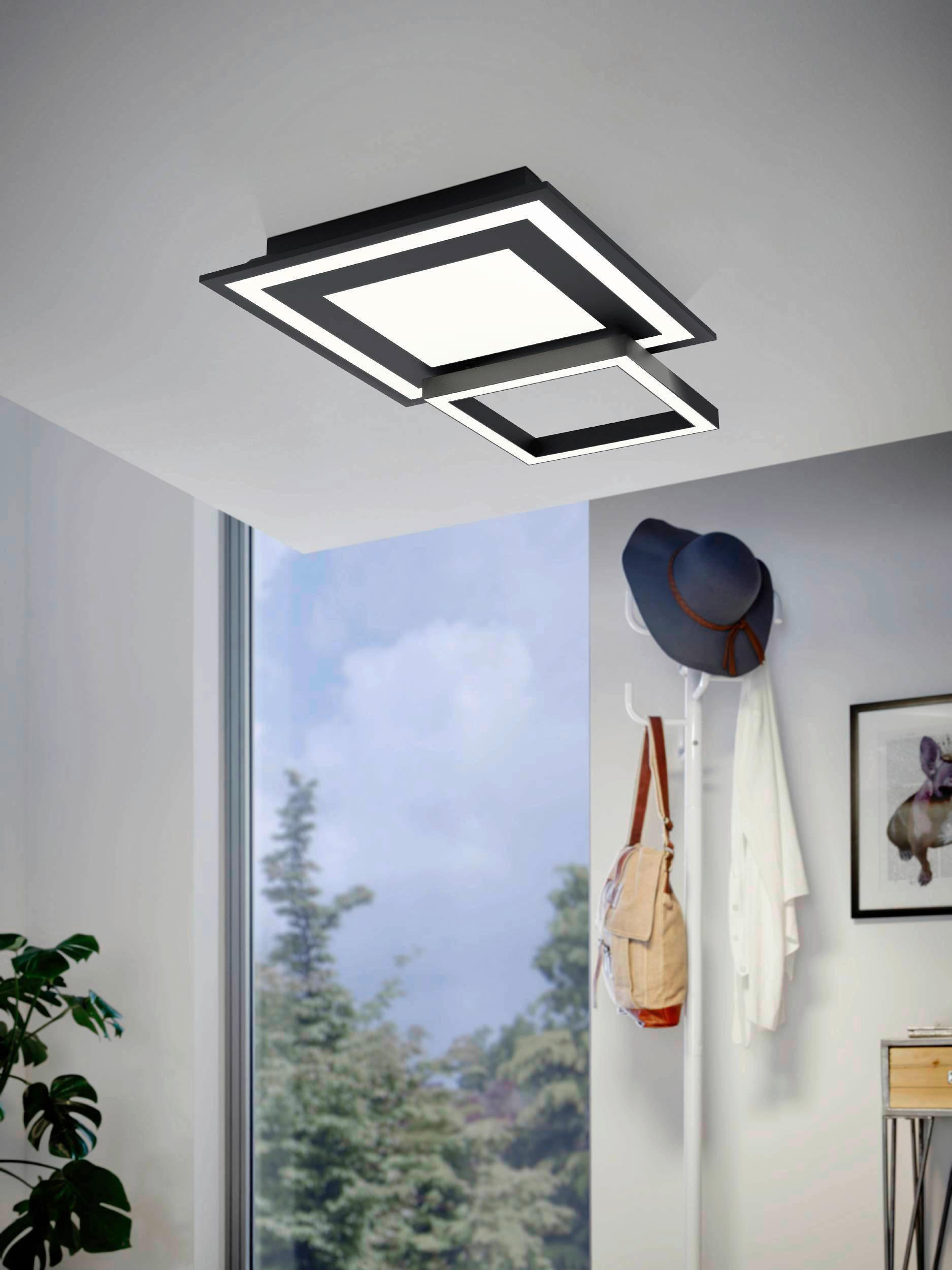 LED-DECKENLEUCHTE 2,7 W    45/45/7 cm  - Weiss/Schwarz, Design, Kunststoff/Metall (45/45/7cm) - Eglo